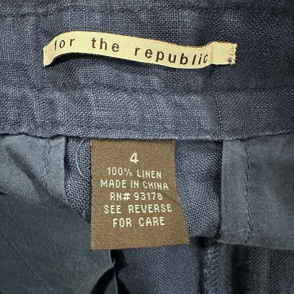 For the Republic Cargo Linen Skirt Womens 4 Blue Cinch Tie Coastal Beach Pockets - Picture 10 of 11